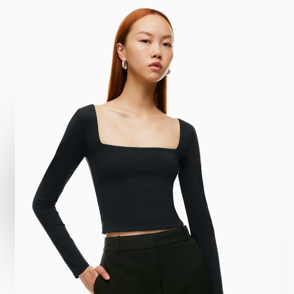 Aritzia Babaton Contour Squareneck Longsleeve Black - Picture 2 of 10